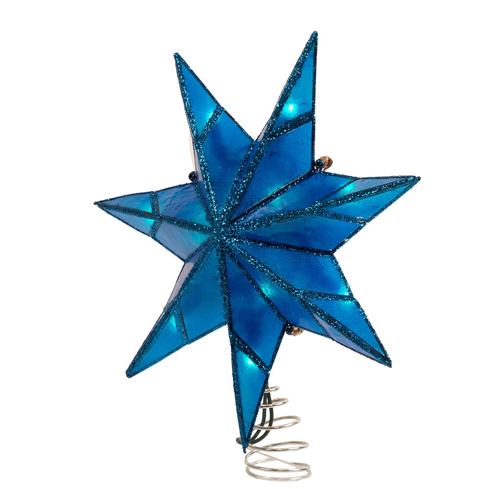 Kurt Adler 10-Light 7-Point Blue Capiz Star Treetop